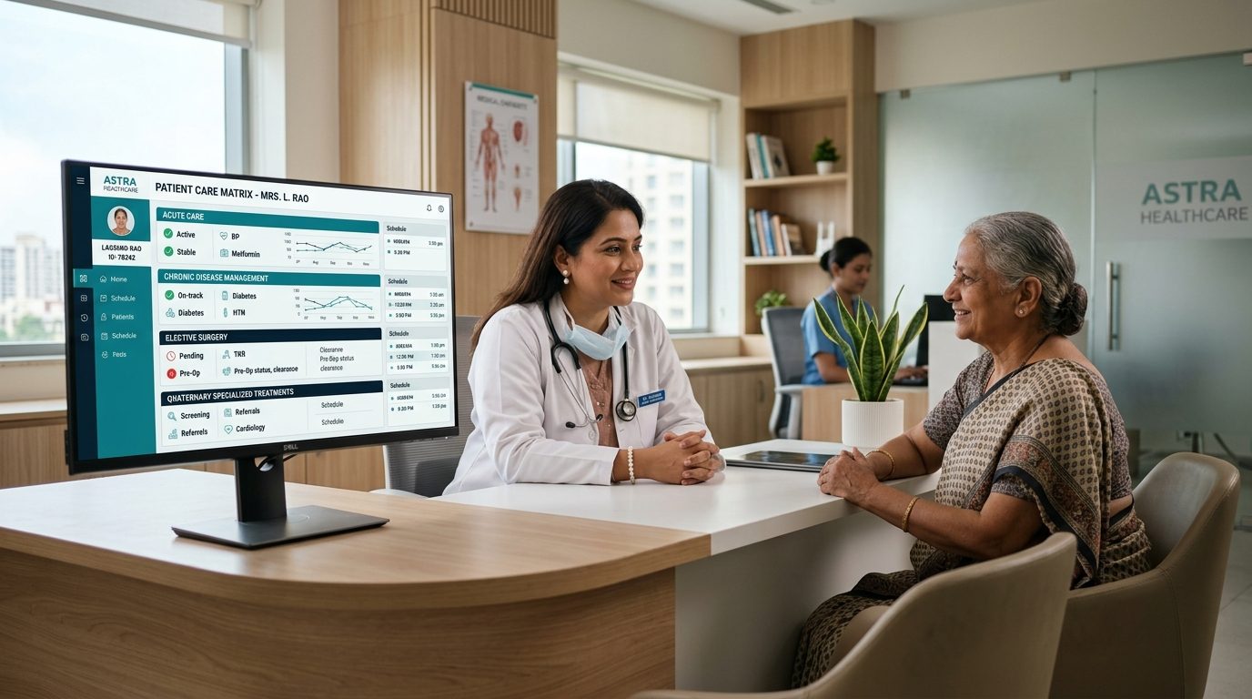 The 6-sector healthcare digital architecture framework for hospitals, specialty clinics, doctors, dental practices, diagnostics, and HealthTech